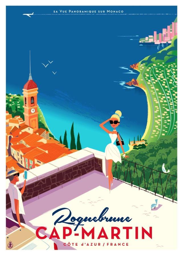 Charmant 2 Pieces Vue Sur Mer Et Monte-Carlo A Roquebrune Cap Martin Bagian luar foto